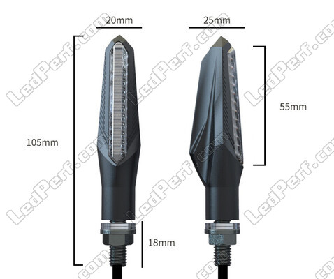 Overall dimensions of dynamic LED turn signals with Daytime Running Light for Aprilia RSV 1000 Tuono (2006 - 2009)