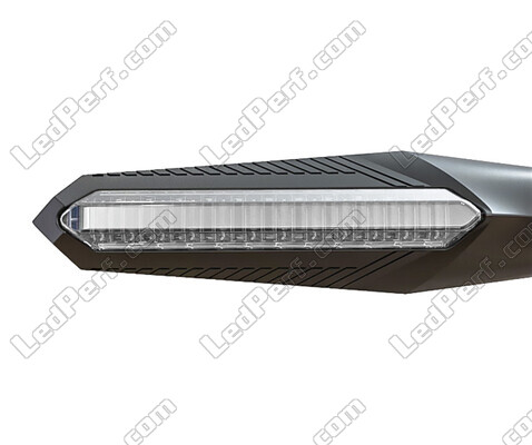Front view of dynamic LED turn signals with Daytime Running Light for Moto-Guzzi Breva 1100 / 1200