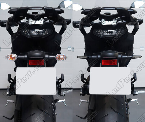 Comparative before and after installation Dynamic LED turn signals + brake lights for Peugeot XPS 50